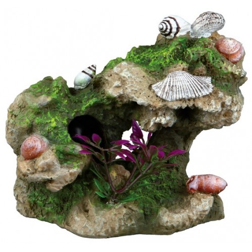 Декорация для аквариума "TRIXIE", "Скала с ракушками" 11 см