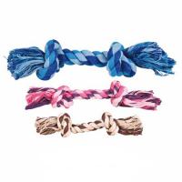 Игрушка "TRIXIE" для собаки "DENTAfun" в виде веревки с двумя узлами, хлопковая,разноцветная - 40 см.