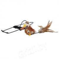 Дразнилка "TRIXIE" для кошки в виде плюшевой птички,c креплением на дверной проем,17см/175см