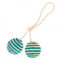 Игрушка "TRIXIE" для кошки сизалевая в виде 2 мячиков с кошачей мятой на верёвке 2*диам.4,5см