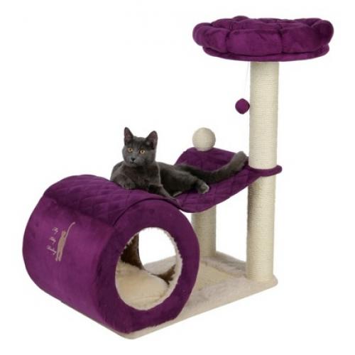 Когтеточка-домик "TRIXIE", "My Kitty Darling", 90 cм, кремовая/фиолетовая