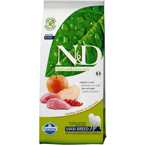 N&D DOG BOAR & APPLE ADULT MAXI (Дикий кабан,Яблоко), Беззерновой, для взрослых собак крупных пород - 12 кг. N&D DOG BOAR & APPLE ADULT MAXI (Дикий кабан,Яблоко), Беззерновой, для взрослых собак крупных пород - 12 кг.