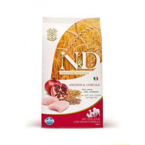 N&D LOW GRAIN DOG CHICKEN & POMEGRANATE PUPPY MINI(Курица,Гранат), Низкозерновой, для щенков мелких пород - 0,8 кг.