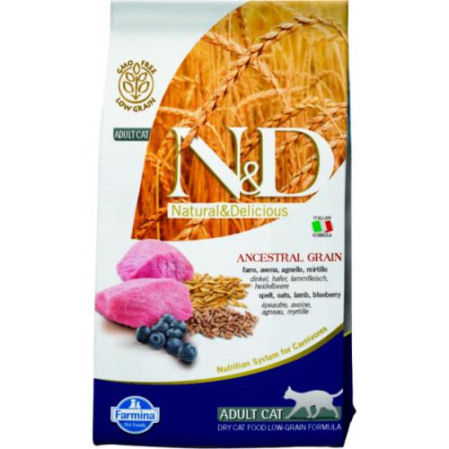 Farmina N&D LOW GRAIN CAT LAMB & BLUEBERRY ADULT (Ягненок,Черника), Низкозерновой корм для взрослых кошек - 10 кг.