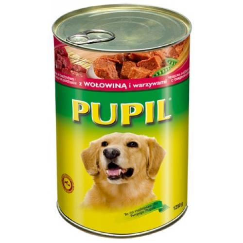 Консервы PUPIL для собак, с говядиной и овощами - 1250 г.