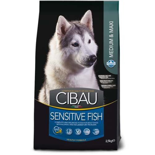 Farmina Cibau Sensitive Fish Medium & Maxi (Рыба) - полнорационный гипоаллергенный корм для взрослых собак - 12 кг.