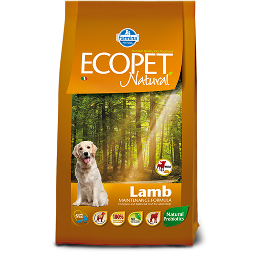 Farmina Ecopet Natural Lamb Mini (Ягненок) - корм для взрослых собак мелких пород, склонных к аллергии и проблемам с пищеварением - 12 кг.
