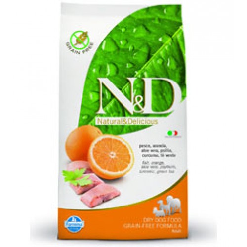 N&D DOG FISH & ORANGE ADULT(Треска,Апельсин), Беззерновой, для взрослых собак всех пород - 0,8 кг.