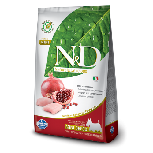 N&D DOG CHICKEN & POMEGRANATE ADULT MINI(Курица,Гранат), Беззерновой, для взрослых собак мелких пород - 2,5 кг. N&D DOG CHICKEN & POMEGRANATE ADULT MINI(Курица,Гранат), Беззерновой, для взрослых собак мелких пород - 2,5 кг.