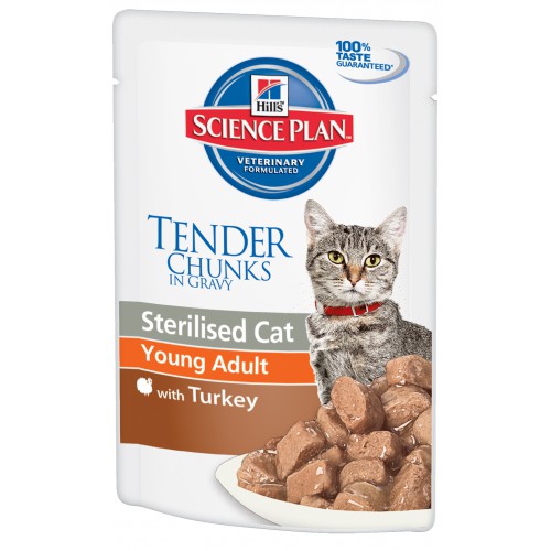 Hills Science Plan Young Adult Sterilised Cat Turkey (Индейка), для стерилизованных кошек от 6 мес. до 6 лет (минимальный заказ 12шт)