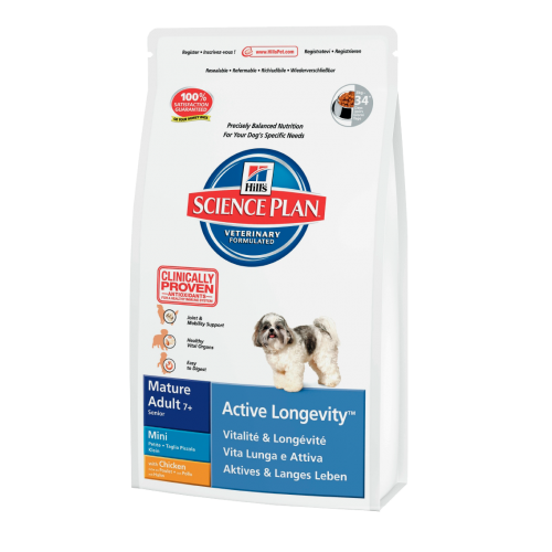 Hills SP Canine Mature Adult 7+ Active Longevity Small & Miniature (Курица и Индейка), для мелких и миниатюрных пород старше 7 лет - 1,5 кг.
