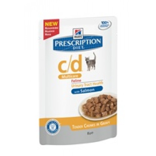 Hills Prescription Diet Feline c/d (Лосось), заболевания нижнего отдела мочевыводящих путей кошек(мин.заказ 12шт)