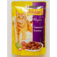 Purina Friskies, Консервы для кошек Кусочки в подливе с Говядиной и Ягненком - 100 гр.