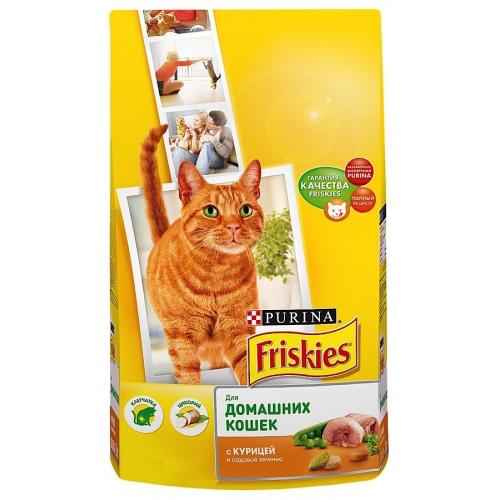 Purina Friskies для домашних кошек с Курицей и садовой зеленью - 1,5 кг.