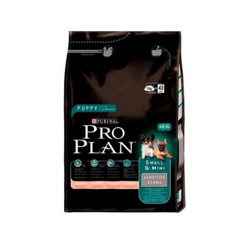 Purina Pro Plan Puppy Small & Mini Sensitive Derma (Лосось, рис), для щенков мелких пород, склонных к пищевой аллергии - 0,7 кг.