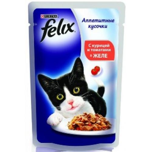 Felix для кошек (с курицей и томатом в желе)