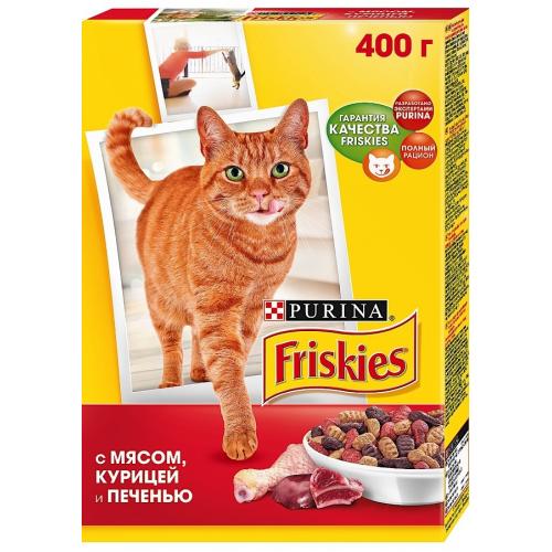 Purina Friskies для кошек с Мясом, курицей и печенью (мясное ассорти) - 400 гр.