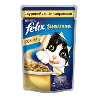 FELIX Sensations, Консервы для кошек с Курицей в желе с Морковью - 85 гр.