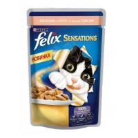 FELIX Sensations, Консервы для кошек с Лососем в желе со вкусом Трески - 85 гр.