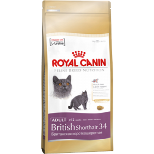 Royal Canin British Shorthair 34, для Британских короткошерстных кошек старше 12 месяцев - 0,4 кг.