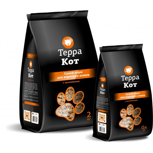 Терра Кот сух корм д/кошек с цыпленком 10кг.