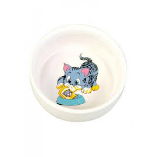 Миска "TRIXIE" керамическая, для кошек с изображением 0,3л/диам. 11см