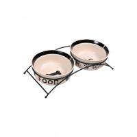 Миска "TRIXIE" керамическая,для собак "Eat on Feet" с подставкой, 1.6л/диам.20см белая/черная