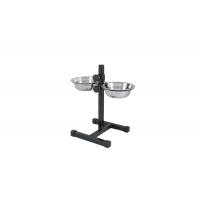 Кормушка регулируемая ЕСО чёрная, h40см, 2*1,0л, D20, миски трапец., металл