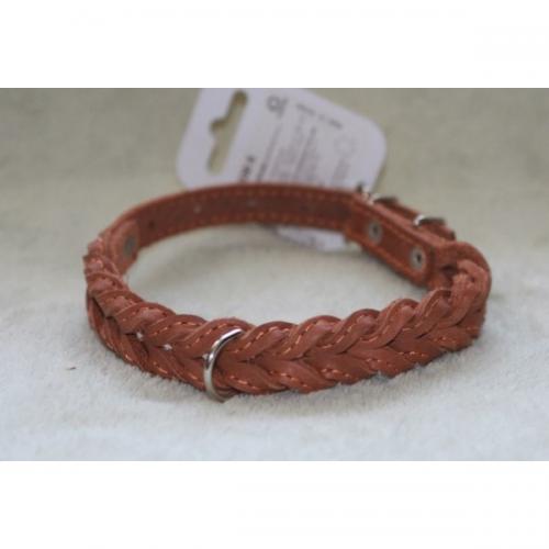 Ошейник двойная коса ( ш 14мм, д 29-35см) коричневый