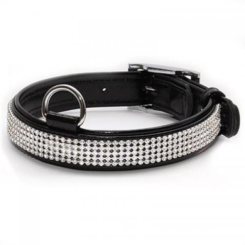 Ошейник "CoLLaR brilliance" с украшением "полотно стразы"(ш 15мм, д 27-36см), черный
