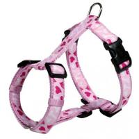 Шлея "TRIXIE" для собак "Modern Art H-Harness Rose Hearts", нейлон, XS-S, 30-40см/15мм, розовый
