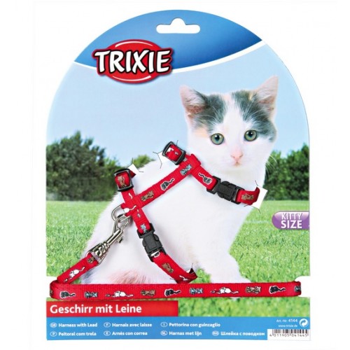 Набор "TRIXIE" "Kitten Harnes" (шлея 21-34см/8мм + поводок 1,2м) для кошек, нейлон