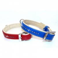 Ошейник "Collar brilliance" со стразами премиум класса ( ш 20мм, д 30-39см) синий