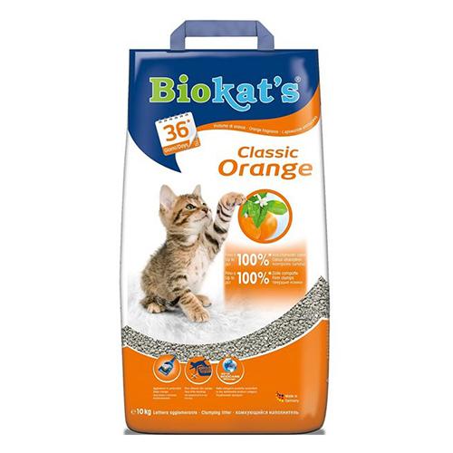 Biokat's Classic Orange,комкующийся наполнитель с ароматом цитруса, крупные гранулы - 10 кг.