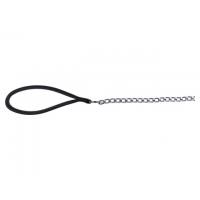 Поводок-цепочка "TRIXIE" для собак с КОЖАНОЙ петлей для руки 1,00м/4мм, чёрный