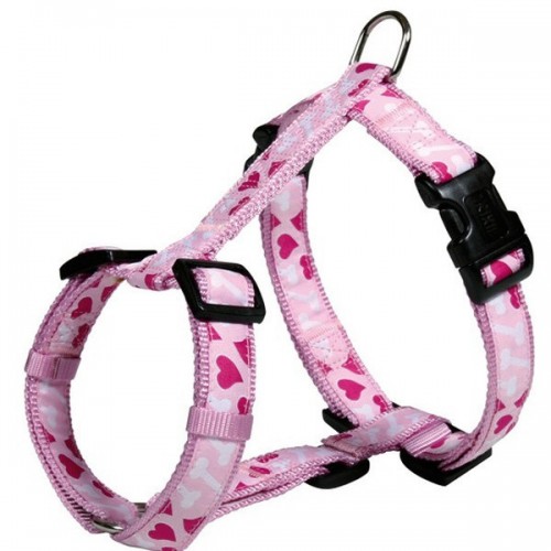 Шлея "TRIXIE" для собак "Modern Art H-Harness Rose Hearts", нейлон, S-M, 40-65см/20мм, розовый